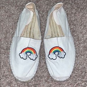 Espadrille flats Cream rainbow design new